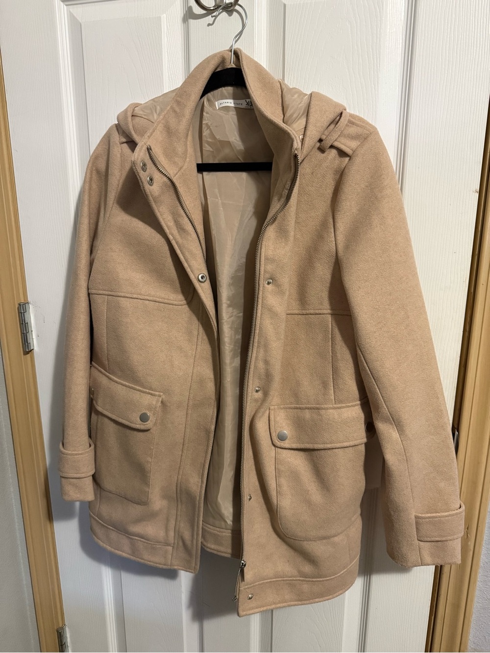 Altar’d State Women's Hooded Wool-Blend Coat in Camel